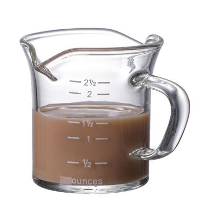 China Double Mouth Coffee Milk Cup Borosilicate Glass Coffee Viable Measuring Mug for sale