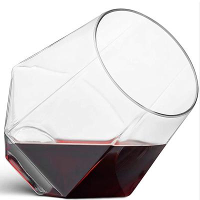 China Novelty Clear Diamond Shaped Glass Stemless Wine Glasses For Wedding Party And Home Use for sale