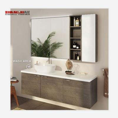 China Durable L Shaped 12 Inch Deep PVC Bathroom Vanity Cabinet for sale