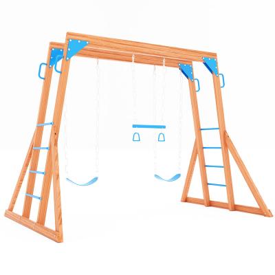 China Real Study Adventure Wooden Monkey Bar Equipment Backyard Playset Swing Set for sale