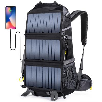 China With Waterproof Slocable USB Solar Panel Backpack 20W Solar Charger Hiking Bag For Smartphone Solar Backpacks for sale