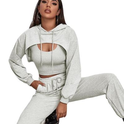 China Sweater Pants And Vest Casual Style Breathable Three Piece Sports Jogging Lightweight Leisure Sweatsuit for sale