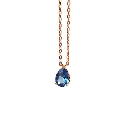 China Topmatop S925 FASHIONABLE Pure Silver Drop French Sapphire Rose Gold Exquisite White Clavicle Necklace for sale