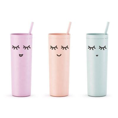 China Sustainable BSCI Disney Audited Factory Double Wall Customized 16oz Plastic Diy Straw Lean Tumbler for sale