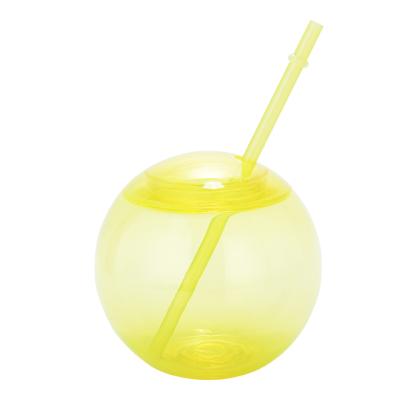 China Viable Round Ball Plastic Straw Tumbler Single Wall Tumbler for sale