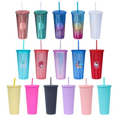 China Leisure office single wall formula shine color large capacity double durian straw plastic cup, diameter can be carried for sale