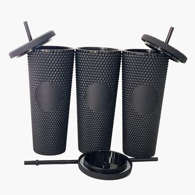 China Amazon Sustainable Hot Sale Studded Reusable Cold Cups Pineapple Tumbler With Lid And Straw for sale