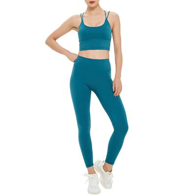 China Activetop Women Gym Sports Breathable Bra Mesh Patchwork High Waist Leggings Contrast Color Yoga Set for sale