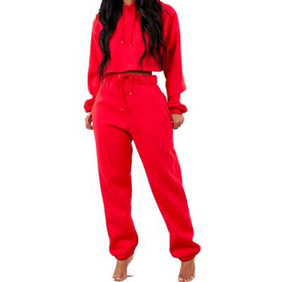 China 2020 Sport Antibacterial Cotton Wholesale Custom Training Tracksuit Women Red Color Jogging Wear for sale