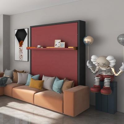 China Foldable Wall Bed Mechanism Sofa Murphy Bed Hidden Wall With Bookshelf And Sofa For Bedroom for sale