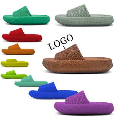 China Cushioning Logo Custom Cushion Slide Sandal,Thick Sole Sandals Cloud Soft Slippers For Men,Custom House Soft Slippers Pillow Sandals for sale