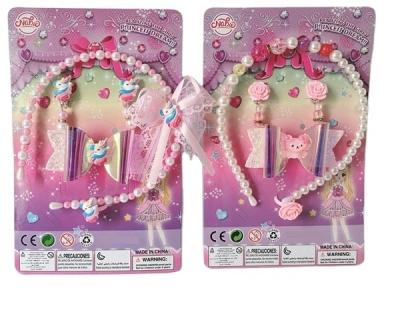 China Plastic Toy Jewelry Set Plastic Toy Beauty Girl Headband Game Children Earrings Hairpin Ring Set for sale