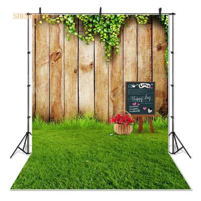 China Spring Seamless Garden Wall Photography Backdrop Wooden Lawn Landscape Photo Background For Kids Studio Props for sale