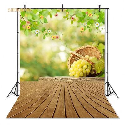 China Seamless Flower Wooden Grapes Photography Backdrop Floor Landscape Spring Newborn Baby Photo Background for sale