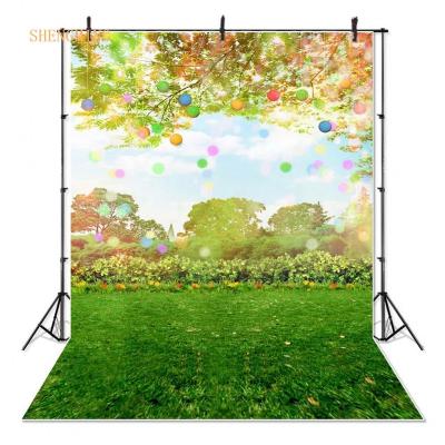 China Spring Trees Easter Eggs Photography Backdrop Seamless Newborn Green Grass Baby Photo Backgrounds For Kids Studio Props for sale