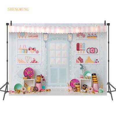 China Seamless Bonut Up Ice Cream Baby Shower Photo Background Donut Birthday Photography Backdrop for sale