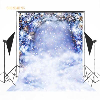 China Seamless Winter Bokeh Glitter Christmas Snow Photography Backdrop Winter Wonderland Branch Photo Studio Background for sale