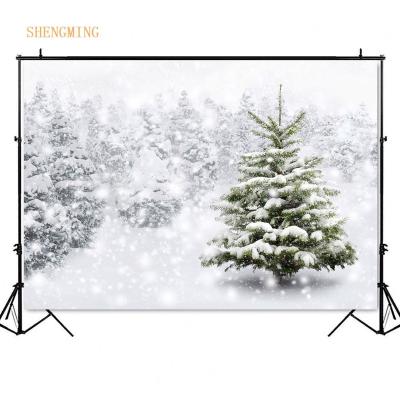 China Seamless Snow Forest Scene Photography Backdrop Winter Snow Covered Trees Landscape Photo Background for sale