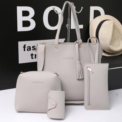 China Fashion Hot Selling Ladies Peers Hand Bag Set Women Shoulder PU Leather Bags Wallets And Purse Personalized Handbag Set for sale