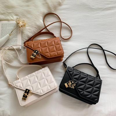 China Fashion Waterproof All-match Hot Selling Handbag Solid Color Popular Brand Plaid Shoulder Cross - Body Women's Bag for sale