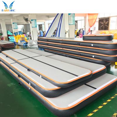 China DWF+1.2mm plato factory price electric airpump bouncy tumbling air track,inflatable air tumble track gym mat for sale