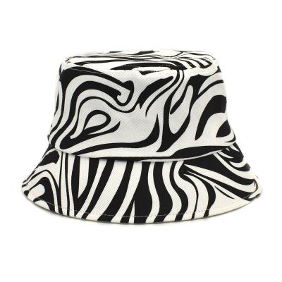 China 2021 New Striped Plush Bucket Hat Women Zebra Pattern Bucket Hat Summer Sun Hat for sale