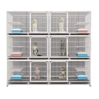 China 3 Layer 6 Metal Door Iron Metal Dog Cat Breeding Cage Heavy Duty Rabbit Cages Sustainable Commercial Breeding for sale