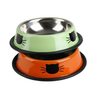 China Sustainable Stainless Steel Dog Food And Water Bowl Small Feeding Non Slip Pet Bowl for sale