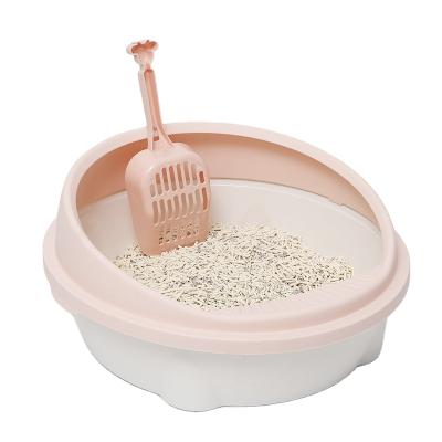 China Sustainable Wholesale Round Cat Litter Box High Side Splash Proof Plastic Indoor Cat Toilet for sale