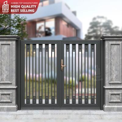 China Easily Assembled Fancy Entry Wrought Iron Gate Latest Iron Gate Designs Simple Basic Track Designs Galvanized Wrought Iron Garden Gates for sale