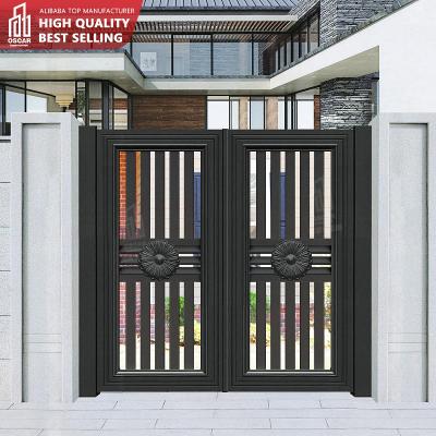 China Easily Assembled Decorative Aluminum Alloy Door Gates Iron Aluminum Door Designs Security Doors Single Sliding Doors for sale