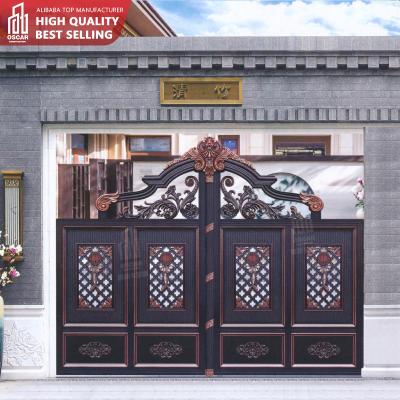 China Customized custom aluminum door easily assembled professional luxury metal entrance villa decorative aluminum gate aluminum doors for sale