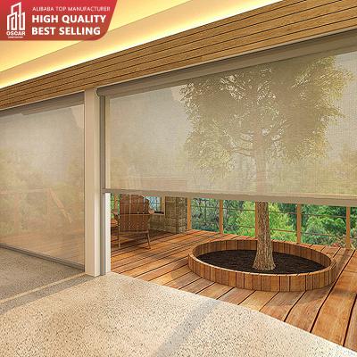 China UV Protection Motorized Zipper Roller Blind For Garden Aluminum Waterproof Outdoor Pergola for sale