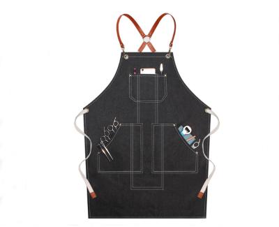 China New Comfortable Black Custom Cooking Picnics Apron With Belt Canvas Apron for sale