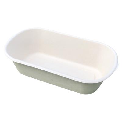 China 1100ml Fiber Biodegradable Disposable Bamboo Pulp Bowl Sushi Lunch Box Eco-friendly Degradable Fruit Salad Lunch Box for sale