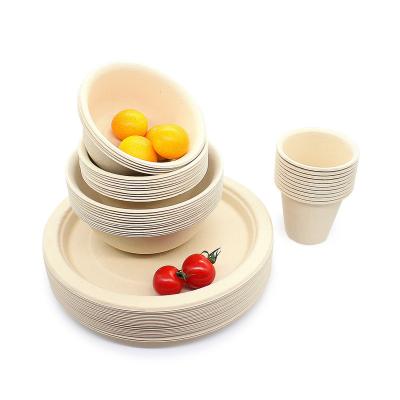 China Biodegradable Biodegradable Disposable Cutlery 300ml Bamboo Cutlery Bamboo Fiber Bowl for sale