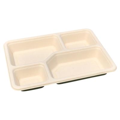 China Biodegradable Good Quality Suitable Price Eco Friendly Disposable Bamboo Fiber Divided Meal Serving Tray for sale