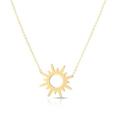 China Women Sun Necklace Stainless Steel Sunburst Necklace FASHIONABLE Tasty Pendant 18k Gold Plated Birthday Gift for sale