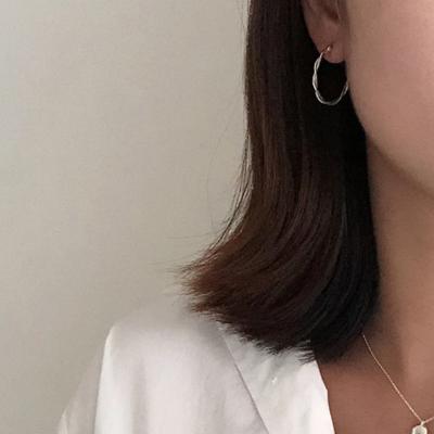 China New Trendy Trendy Twist Rope Circle Earrings Minimalist 18k Gold Plated Twisted Oval Stainless Steel Rope Circle Earrings for sale