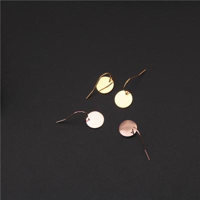 China TRENDY Modern Girls Stainless Steel Round Disc Drop Earrings Minimalist Personalized Disc Dangle Earrings Custom Round Disc Earrings for sale