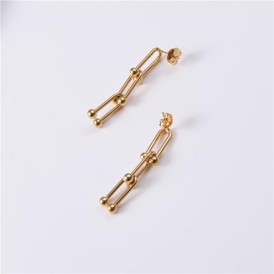 China New Trendy Trendy Thick Wide Chain Chunky Earrings Chunky U Chain Drop Earrings 18k Gold Stainless Steel U Shape Chain Earrings decrease for sale