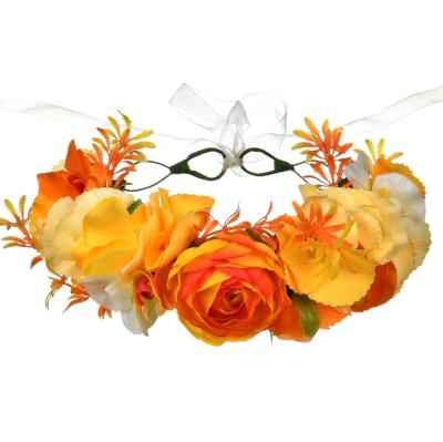 China Natural orange touch/simulation flower headband Eco-friendly Hawaiian beach holiday garland color headdress for sale