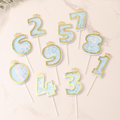 China Glitter Numbers Glitter Number Cake Topper Birthday Digital 0-9 Crown Number Baby Shower Cake Topper for sale