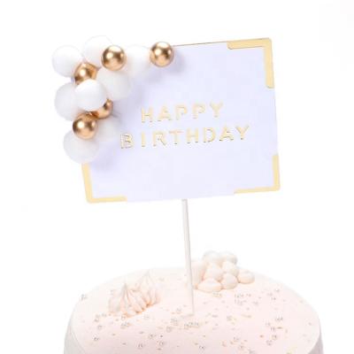 China Custom Concise Style Cake Topper Party DIY Paper Card Happy Birthday Hairball Cake Toppers for sale