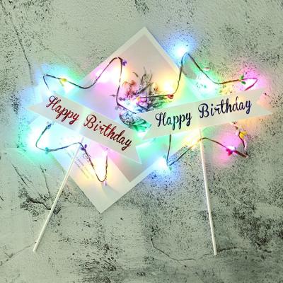 China Classic Five-pointed Star Cake Topper Fashion Style Cake Toppers Happy Birthday Party Iron Cake Topper With Light for sale