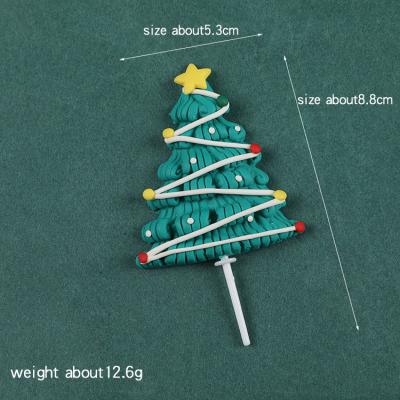 China New Arrival Soft Clay Christmas Tree Cake Toppers Soft Clay Christmas Tree Party Christmas Day Decoration Cupcake Topper New for sale