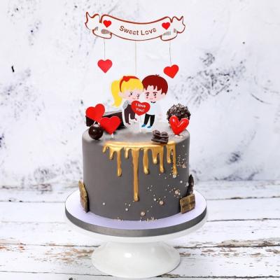 China Lovely Heart Partysu Style Sweet Valentine's Day LOVE Cake Toppers Happy Birthday Wedding Party Cake Topper Cake Banner for sale