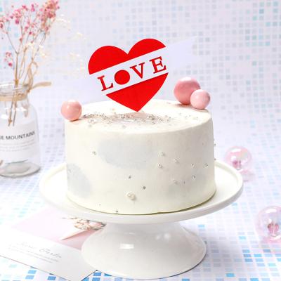 China Red Love Laser Cut Happy Birthday Cake Topper Valentine's Day Love Cake Toppers For Party for sale