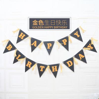 China Happy Birthday Pull Flag Party Birthday Decorations Paper Decor Happy Birthday Home Banner for sale