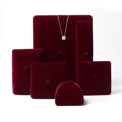 China Handmade Custom Red Velvet Ring Necklace Storage Box Gift Box Jewelry Insert Velvet Velvet Jewelry Ring Box For Dress for sale